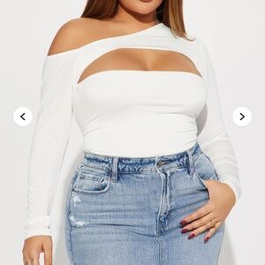 Fashion Nova White Cut-Out Blouse
